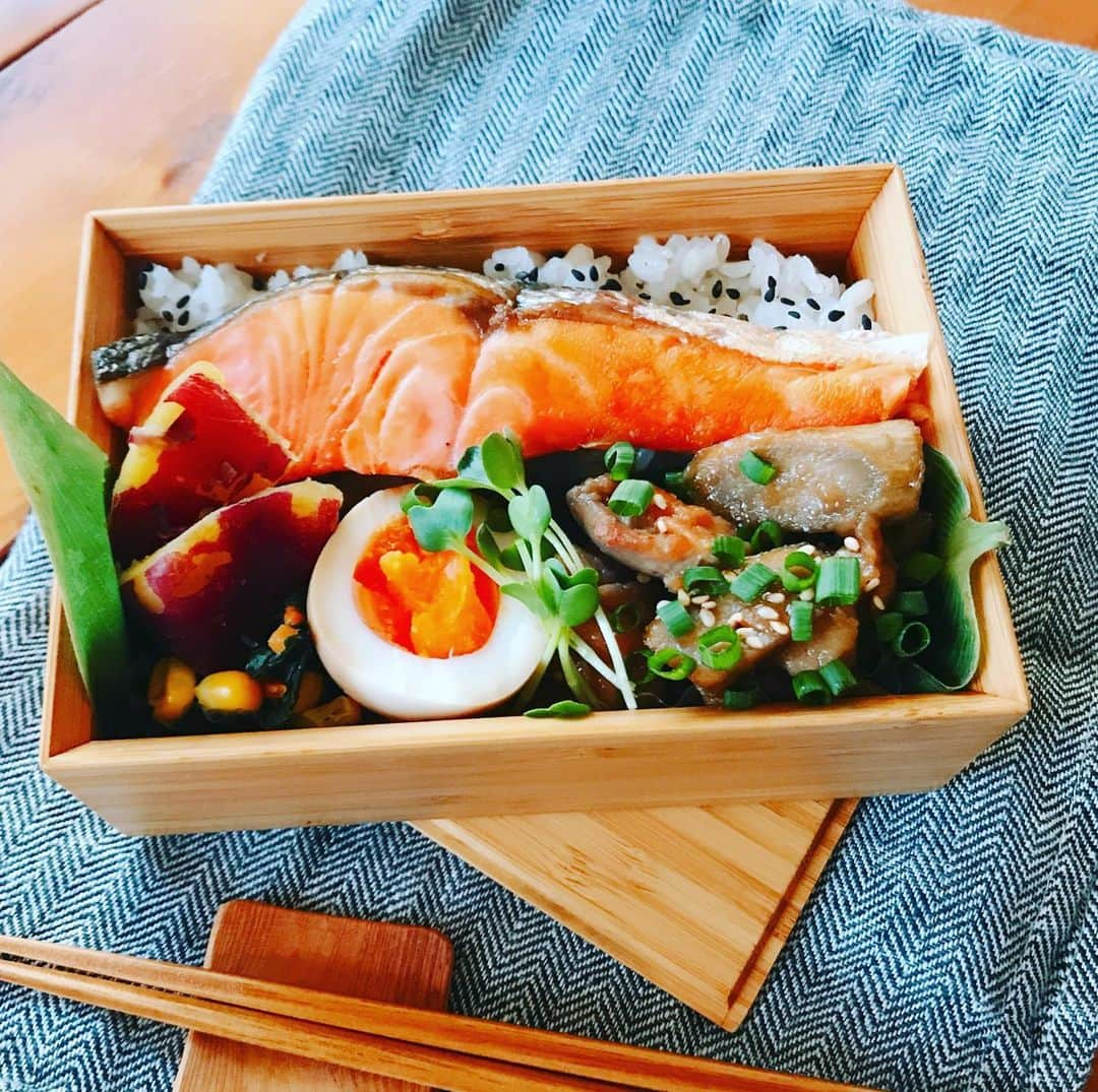 haruさんのインスタグラム写真 - (haruInstagram)「2019 12 04 水曜日  おはようございます * 久しぶりのお弁当 ☺️ 昨日は昼間は薄着でも 十分な位暖かかったなぁ 😗  週末❄️マーク⁈ マジか💦 * 今日も元気で 行ってらっしゃい♪ お弁当記録 ※鮭 ※鶏ごぼう甘辛煮 ※味卵 ※さつま芋甘煮 ※ほうれん草バター炒め など * * #お弁当#お弁当記録#わっぱ弁当 #公長齋小菅 #おひるごはん #お昼が楽しみになるお弁当 #和食#夫弁当#旦那弁当 #おっさん弁当#暮し#日々のこと #お弁当生活#ていねいな暮らし  #japan #japanesefood #lunch#lunchbox #lunchtime #yummy #instafood」12月4日 7時59分 - shoco132102