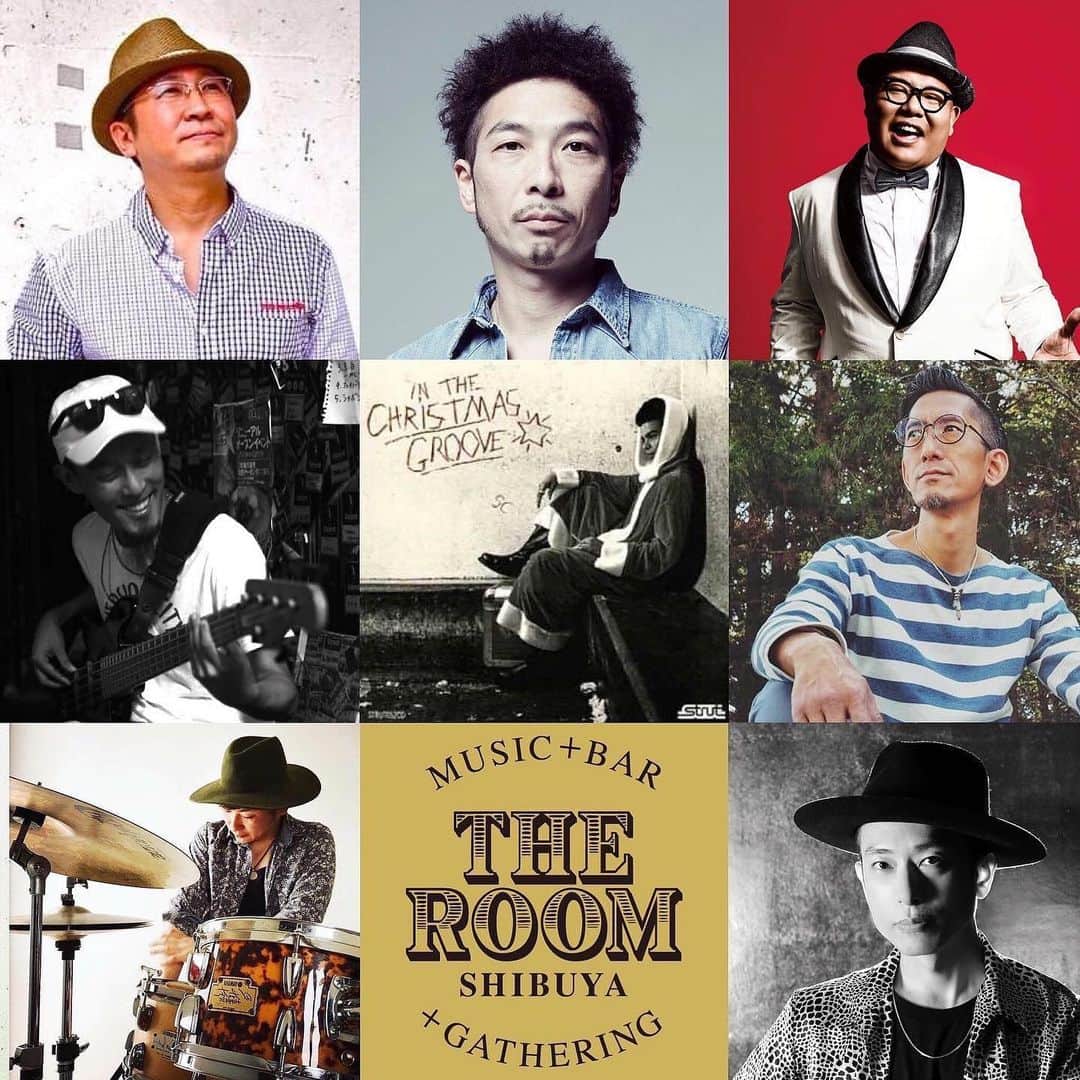 竹内朋康のインスタグラム：「In The Christmas Groove @ The Room 🎅  2019.12.24 Tue 🎄  Open 19:00 Close 23:00 Charge ￥2000  Member  中沢ノブヨシ Vo.Gt 竹内朋康 Gt 小林眞樹 Bs (from THE BANG ATTACK) 渡辺貴浩 Keys 西岡ヒデロー Per 村上浩二 Dr  DJ  DJ KAWASAKI  THE ROOM shibuya 〒150-0031 東京都 渋谷区 桜丘町15-19　第八東都ビルB1  お問い合わせ先 schedule@ theroom.jp  http://www.theroom.jp/  https://facebook.com/events/552401595320599/?ti=icl  竹内 朋康 Shinju Kobayashi 西岡 ヒデロー (Hiderow Nishioka)」