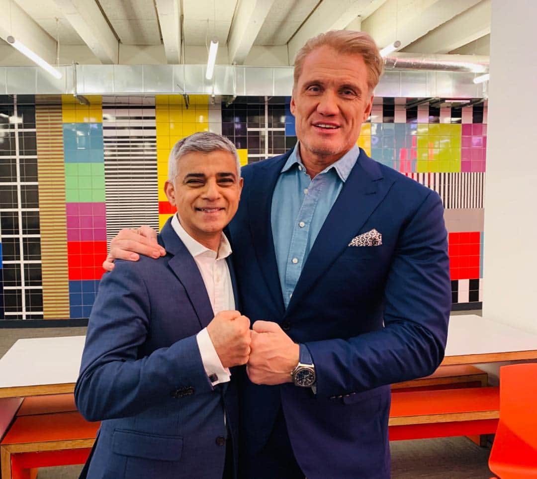 ドルフ・ラングレンのインスタグラム：「On Good Morning Britain with the great Mayor of London Sadiq Khan. #goodmorningbritain」