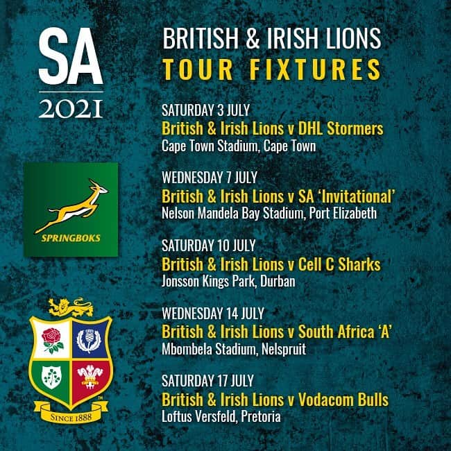 ラグビー南アフリカ代表さんのインスタグラム写真 - (ラグビー南アフリカ代表Instagram)「🦁 Coming to South Africa in July 2021 📆 Full tour schedule announced 🏉 Tests in Cape Town and Johannesburg」12月4日 18時03分 - bokrugby