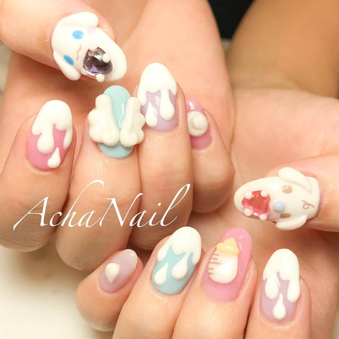 Achanailさんのインスタグラム写真 Achanailinstagram シナモンとみるくネイル Ameblo Jp Acha Nail Entry Html 3dネイル シナモンネイル シナモロール ぷっくりフレンチ ゆめかわネイル アイシングネイル 羽ネイル ネイル