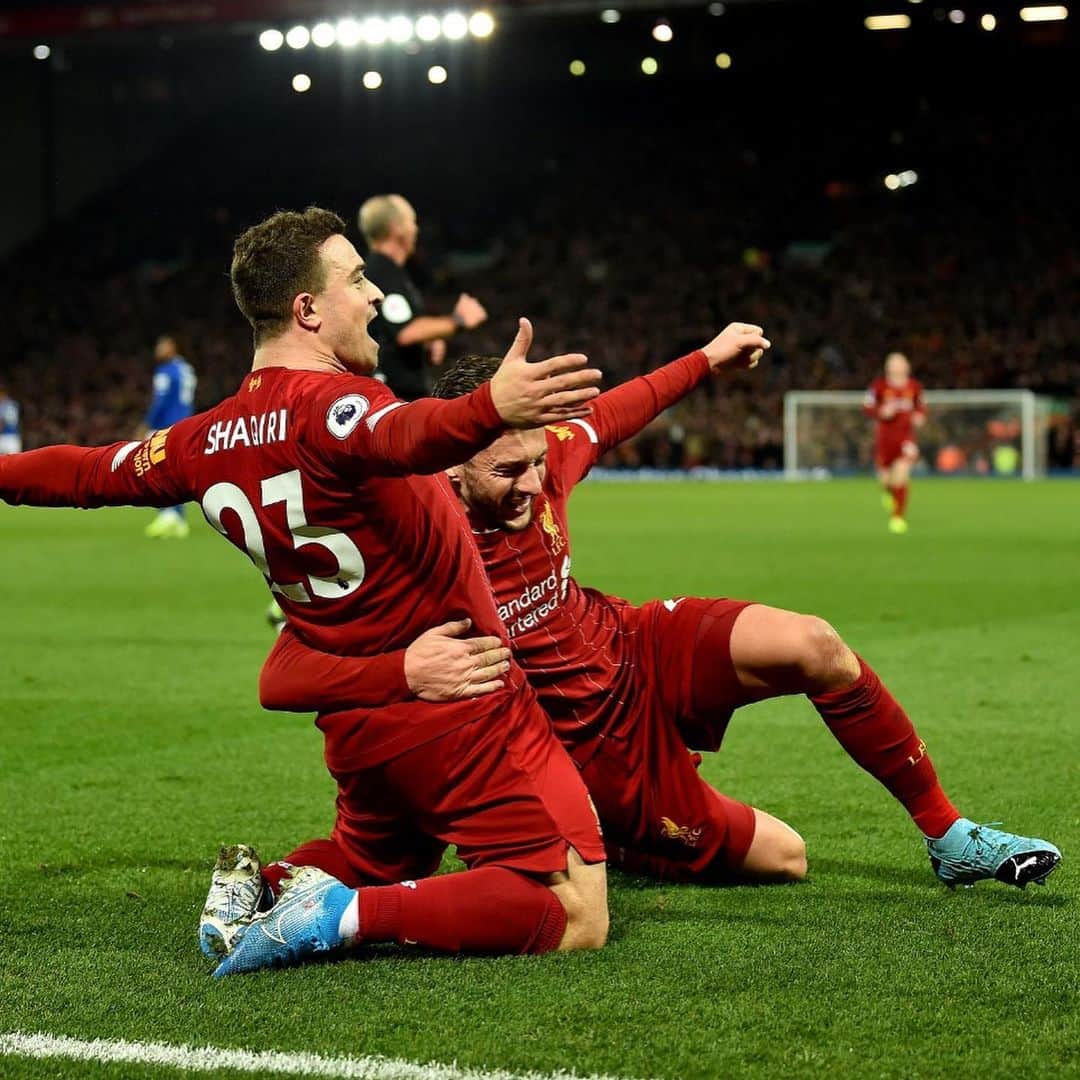ジェルダン・シャチリのインスタグラム：「Liverpool stays Red tonight!🔴🔴 well done boys! Happy to be back on the pitch!🌪🔥💪🏼☝🏼 #XS23 #YNWA #LFC」