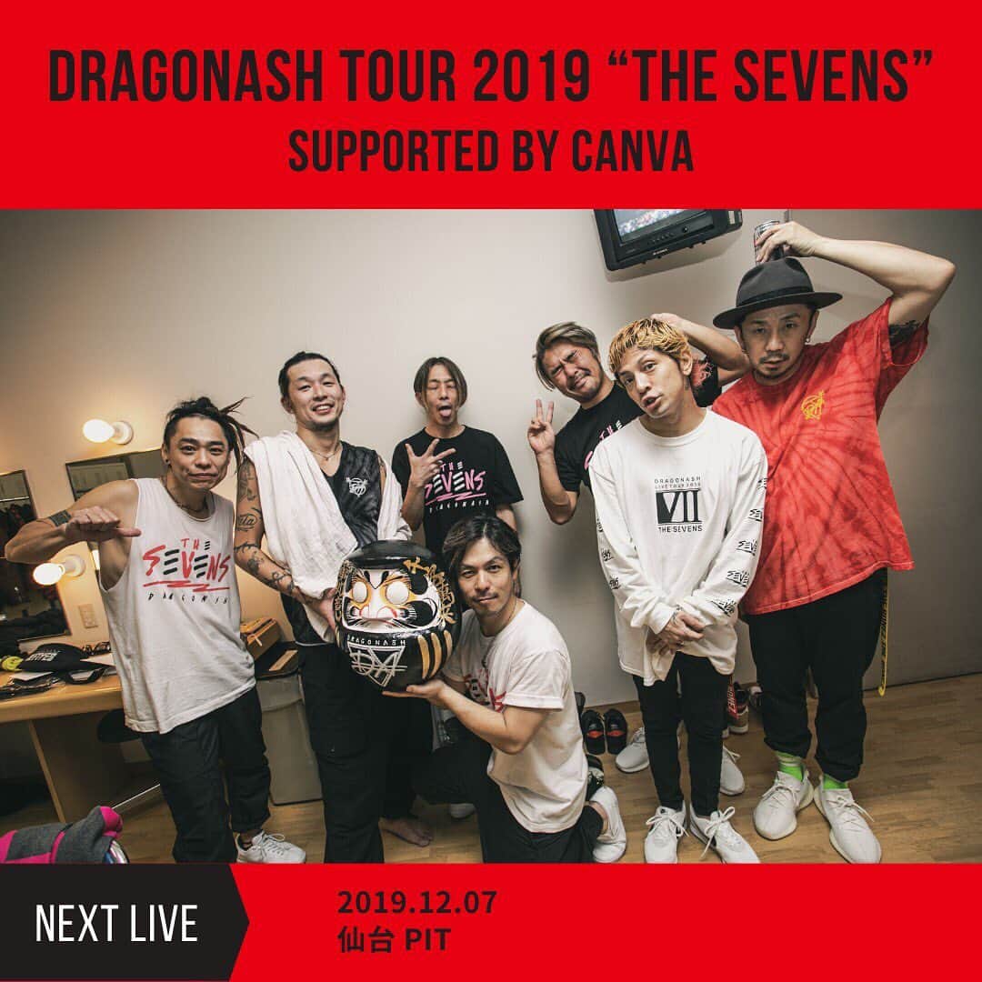 Dragon Ashさんのインスタグラム写真 - (Dragon AshInstagram)「DRAGONASH TOUR 2019 "THE SEVENS"  supported by Canva ＠ 桐生市市民文化会館  7人とオーディエンスがガチッとはまったベストライブでした！  #だるま頂きました #DA_livephoto photo by @nekoze_photo」12月5日 1時33分 - dragonash_official