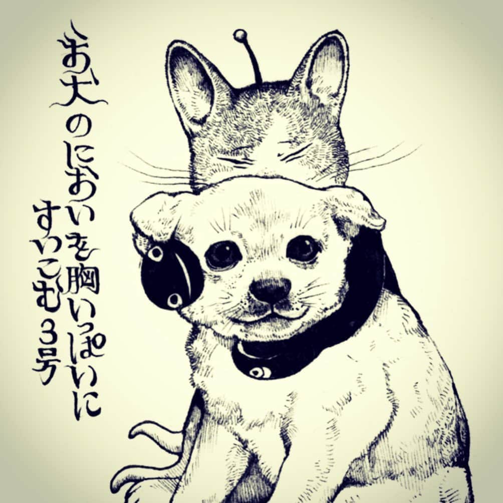 ヒグチユウコさんのインスタグラム写真 - (ヒグチユウコInstagram)「ギュスターヴくんと犬。犬のにおいはいいにおい #ヒグチユウコ　#yukohiguchi  #今井昌代　#今井昌代テディベアのおしごと2019 に合わせて描いた作品。 #ボリス雑貨店」12月5日 3時09分 - yukohiguchi3