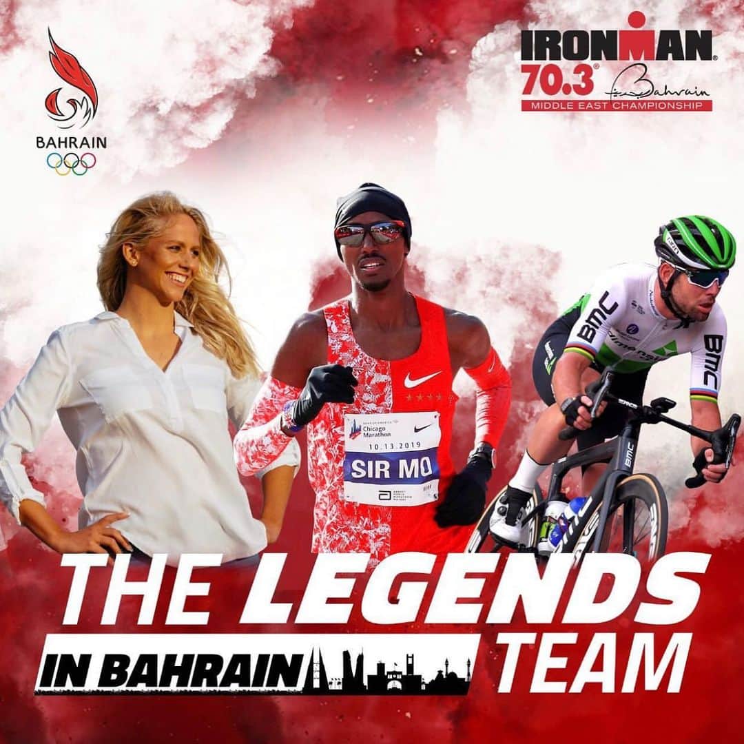 マーク・カヴェンディッシュのインスタグラム：「Squad Goals. . Excited to be racing @im703middleeast on Saturday in relay with these 2 legends. @chloemccardel & @gomofarah. 🏊‍♀️🚵‍♂️🏃‍♂️」