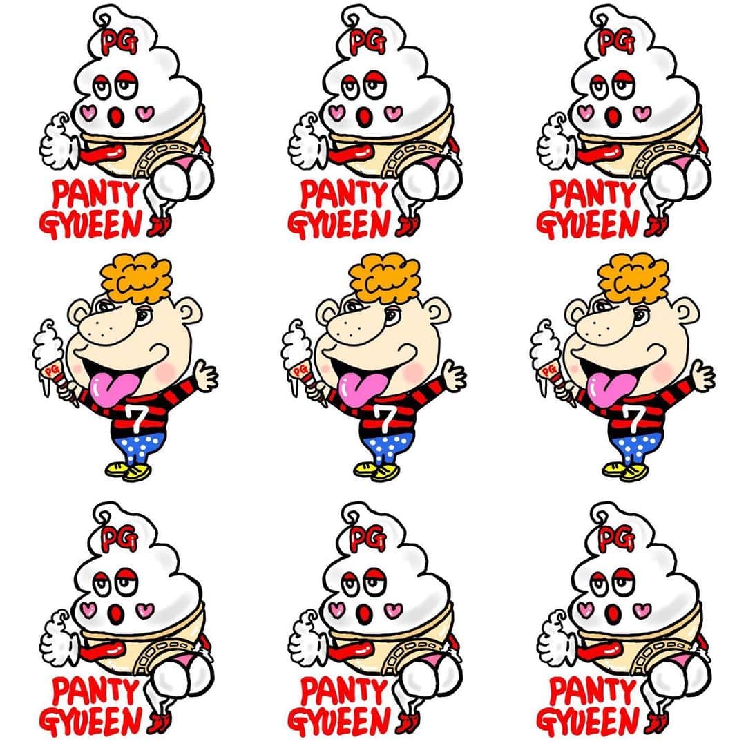 大川知英のインスタグラム：「バカ式会社　Panty Gyueen🤡 権利を1億円で売却します👨🏽‍✈️🤡 #PantyGyueen#バカ式会社#1億円売却 #アラブの大富豪の方是非#絵を描き始めました#amecajiboys #takatsubase#アメトイ部キャプテン」