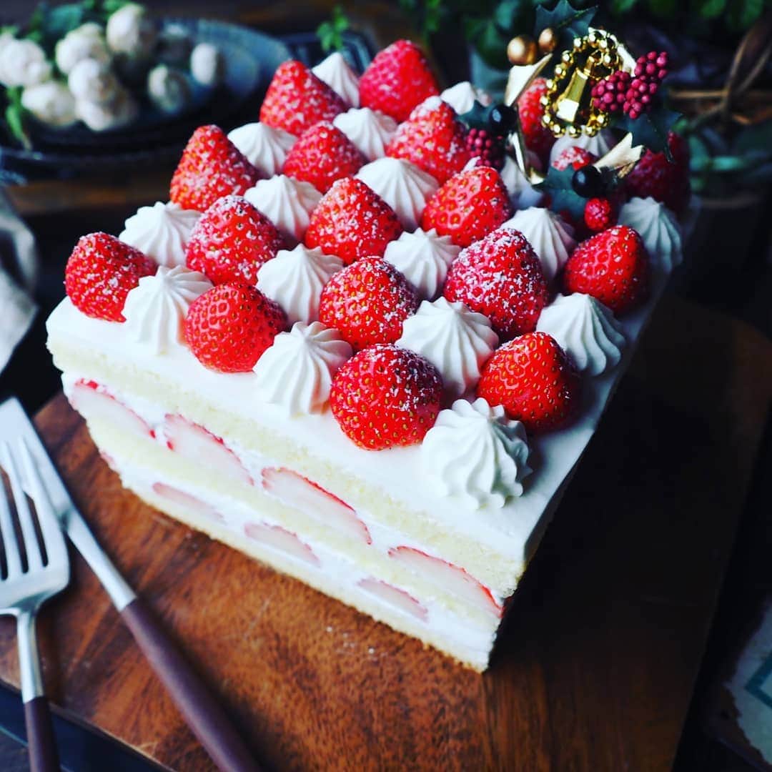 Michiko Maedaさんのインスタグラム写真 - (Michiko MaedaInstagram)「クリスマスケーキにも🎄✨ どっさりいちごのスクエアケーキ🍓 ※※※※※ ※※※※※ #スクエアケーキ#いちごショート #いちごケーキ#クリスマスケーキ #お誕生日ケーキ#クリスマス #デコレーションケーキ #christmascake#birthdaycake  #いちご#苺#strawberry #また１つ歳を重ねました  #素敵な1年にしたいと思います #いつもほんとにありがとうございます💝 #レシピは後程ブログにて #IGersJP#IGersjp#IGersj#クッキングラム#デリスタグラマー#おうちごはんlover #lin_stagrammer#kurashiru#クッキングラム#クッキングラムアンバサダー#クオカ#エルグルメ#フーディーテーブル」12月5日 17時30分 - shana.mama