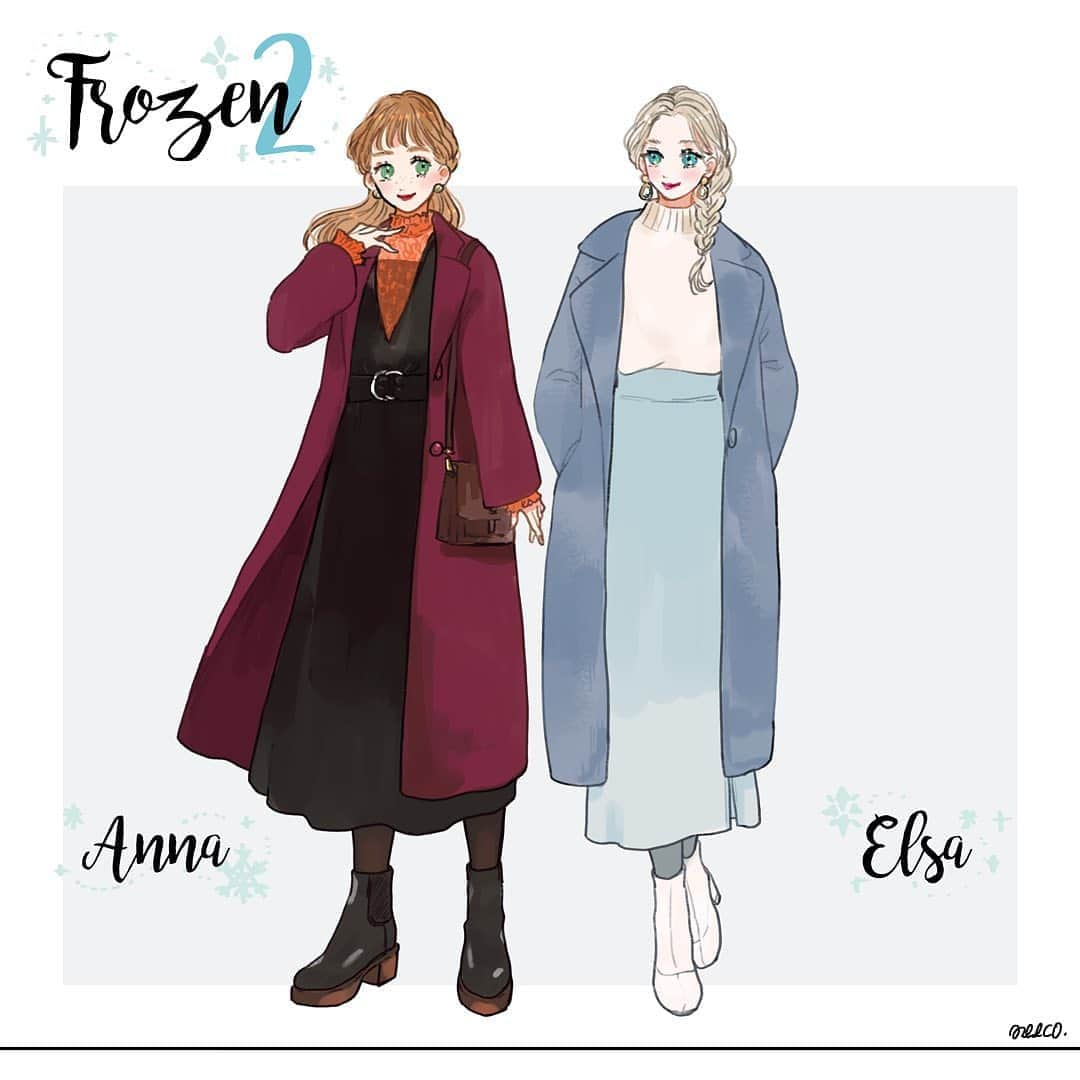 みーこさんのインスタグラム写真 みーこinstagram アナ雪2のアナ エルサイメージコーデ イラスト イラストレーター イラストグラム ファッション ファッションコーデ ファッションイラスト ディズニーコーデ アナと雪の女王 アナ雪2 アナ エルサ