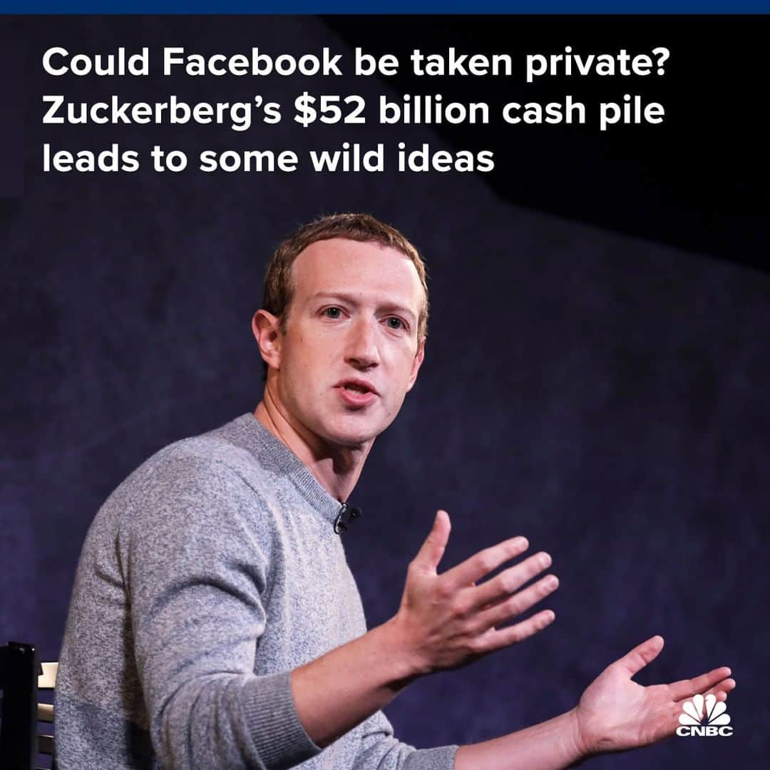 CNBCさんのインスタグラム写真 - (CNBCInstagram)「Facebook is sitting on $52 billion. 💰⁠ ⁠ But so much of Washington is mad at the social media giant that the heat may be too much for the company to make big acquisitions the market would normally expect. ⁠ ⁠ “There’s a real political constraint to their ability to do stuff,” said one expert. “Big tech companies have let their cash piles grow and grow and grow.”⁠ ⁠ The growing cash pile at Facebook begs the question: Is Mark Zuckerberg – who could well be tired of the fuss that comes with running a public company and already owns a large stake – planning to take the company private?⁠ ⁠ Get more details at the link in bio. ⁠」12月6日 2時01分 - cnbc