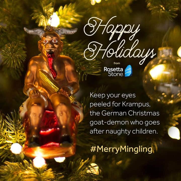Rosetta Stoneさんのインスタグラム写真 - (Rosetta StoneInstagram)「Today is Krampusnacht, also known as Krampus Night. According to legend, Krampus will spend the night visiting each house to punish the bad children 😱 . . . #Krampus #Krampusnacht #KrampusNight #HappyHolidays #Holiday #Christmas #German #MerryMingling #LearnLanguages」12月6日 8時37分 - rosettastone