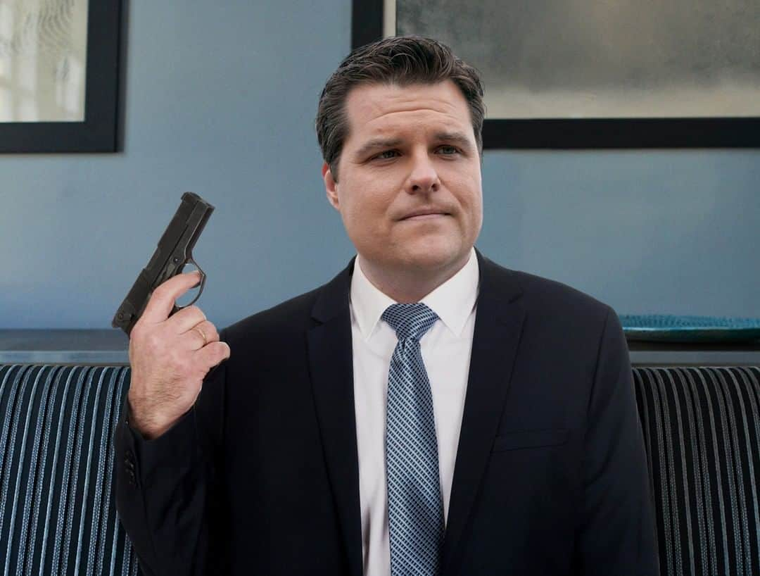 ジ・オニオンさんのインスタグラム写真 - (ジ・オニオンInstagram)「Matt Gaetz Solemnly Raises Pistol To Head After Realizing He Used Barron Trump’s Name While Scolding Witness For Using Barron Trump’s Name」12月6日 9時00分 - theonion