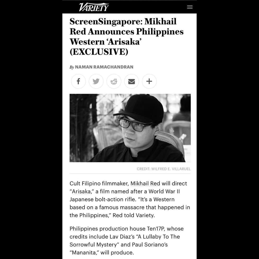 ポール・ソリアーノのインスタグラム：「TEN17P produces Mikhail Red's "Arisaka", a film named after a World War II Japanese bolt-action rifle and is a Western based on a famous massacre that happened in the Philippines. #TEN17P2020 @red_mikhail @ten17p」