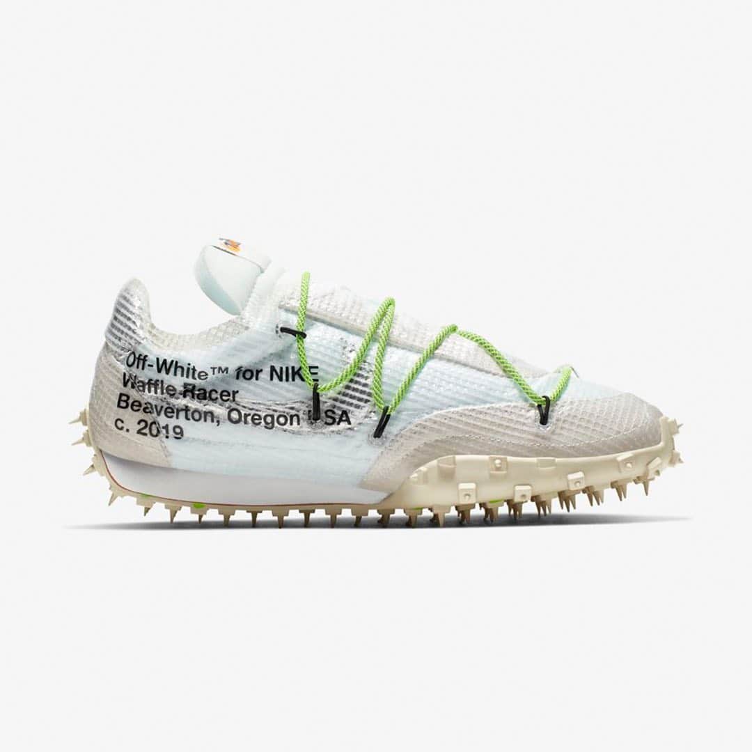 HYPEBEASTさんのインスタグラム写真 - (HYPEBEASTInstagram)「@hypebeastkicks: Take an official look at the @off____white x @nike Waffle Racer SP. Coming in “Black,” “White” and “Vivid Sky,” the sneaker continues the theme of @virgilabloh’s “Athlete in Progress” collection and features a netted film upper that replicates the look of athlete’s tape, hiking-inspired lacing systems and a segmented phylon midsole paired with a contrasting spiked rubber outsole. All three colorways are set to release on Nike SNKRS and select retailers on December 12.⁠⠀ Photo: Nike」12月6日 22時10分 - hypebeast