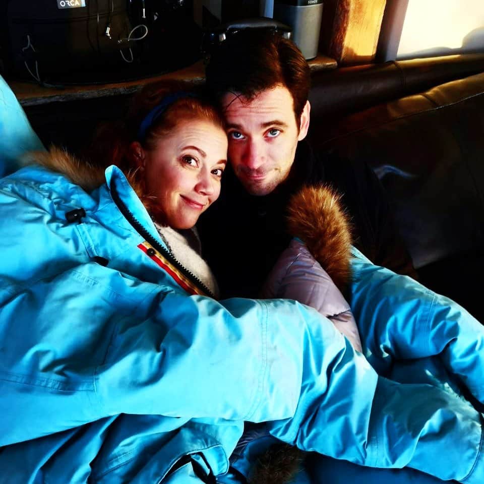 コリン・ドネルのインスタグラム：「Been a lot of cozy moments with this one on set🥰 • Feeling pretty darn lucky to get to do something so fun in such an incredible place with a fantastic group of people, most of all @pattimurin...come on now! • #loveoniceland #hallmark #lucky #travel #onset #bts」