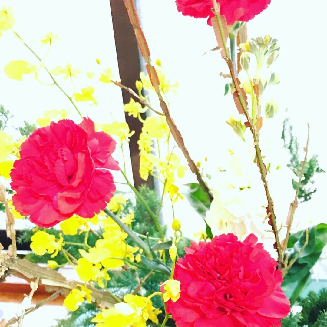 旅館 川端屋のインスタグラム：「お花もクリスマスカラーに仕上げました(^^) #ikebana #川端屋#今庄宿」