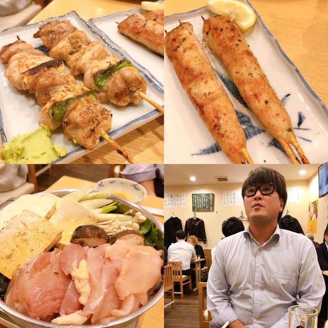 吉田サラダのインスタグラム：「渋谷の鳥竹さん。 安くて美味しい焼き鳥屋さん。鳥なべも最高でした。 純烈のリーダーもビックリ！ 違うか！ #鳥竹  #吉田サラダグルメ活動  #焼き鳥好きな人と繋がりたい  #肉好きな人と繋がりたい  #違うか #純烈 #リーダー？ #dh億」