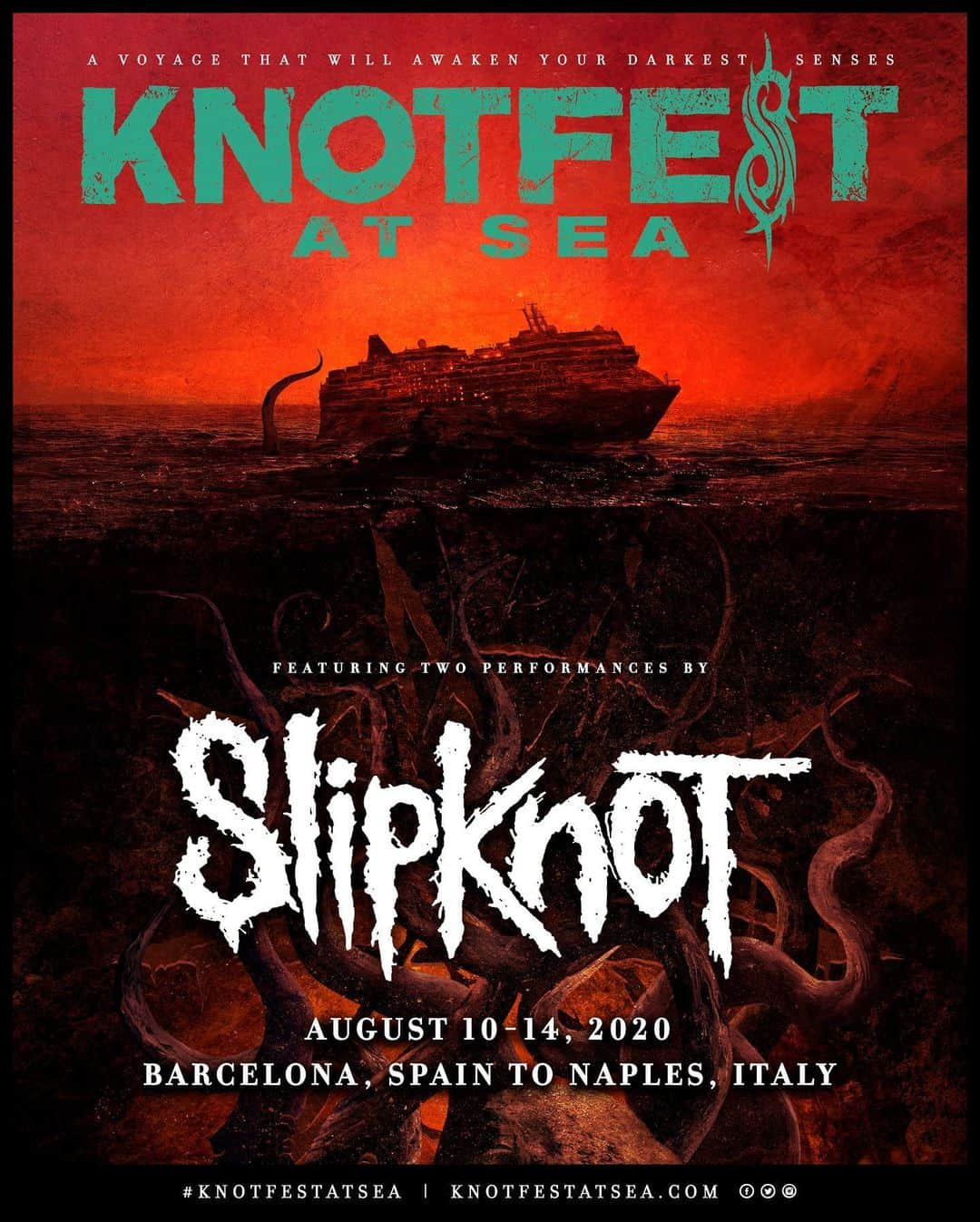 Slipknotさんのインスタグラム写真 - (SlipknotInstagram)「Knotfest At Sea will be sailing to Naples, Italy from Barcelona, Spain August 10 – 14, 2020. If you joined the pre-sale, check your email now for your assigned booking times. No interest payment plans are available. Public on-sale begins December 13 at knotfestatsea.com. Follow @knotfestatsea to stay up to date on information.」12月7日 1時28分 - slipknot