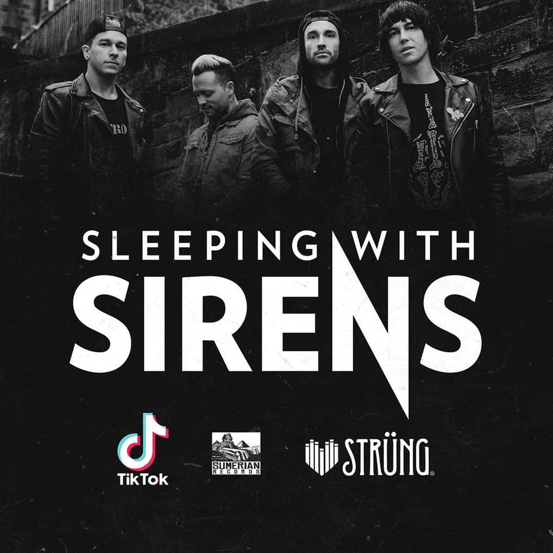 ジャスティン・ヒルズのインスタグラム：「Make a mini music video for your favorite song from our new album and upload to TikTok for a chance to win a custom necklace made from guitar strings we used on tour!  Picking 3 winners 12/20. Make sure to use the following tags: #SWSContest #SleepingWithSirens #HowItFeelsToBeLost #GetStrung」