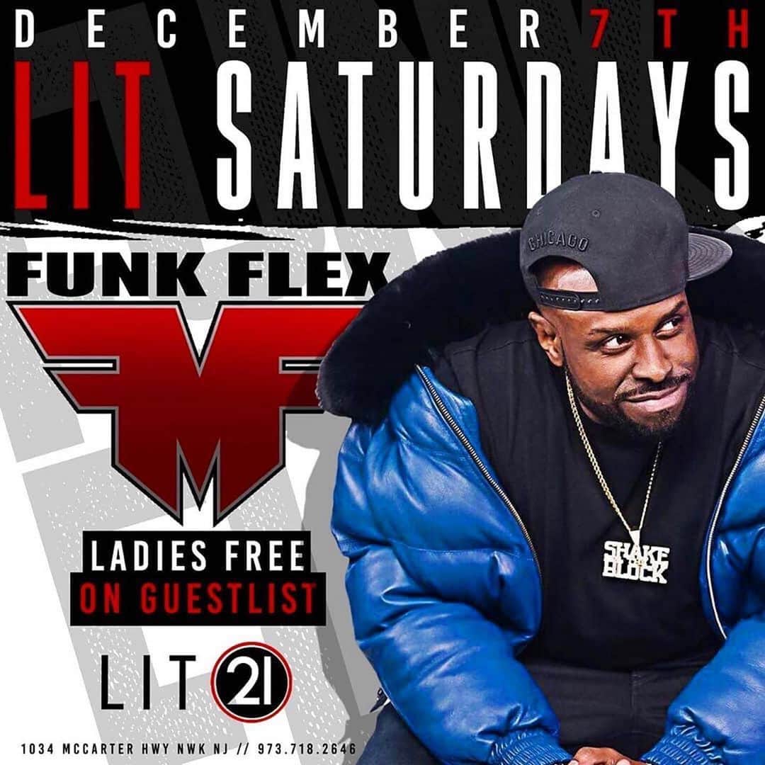 ファンクマスター・フレックスのインスタグラム：「THIS SATURDAY! Pow! FunkFlex 3 hour open format set! @litdigitaldjs Cranking! @terry_g24 we ready!」