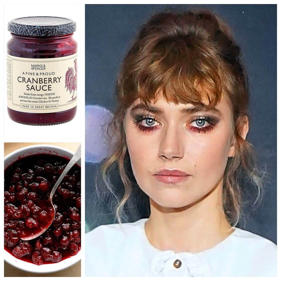 JO BAKERのインスタグラム：「I M O G E N • P O O T S 🇬🇧 Carnal Cranberry drama for #imogenpoots for @blackchristmas premiere last night.... and to be quite frank with you It’s the last week of work for the decade for me and I cannot wait for the 6 Xmas dinners I have planned throughout the holidays with my people back in London. I have Christmas dinner and all things #marksandspencer on the brain and I’m ready to be off duty. Counting down the days...3 more jobs to go!!!! 🙅🏼‍♀️ Style @karlawelchstylist  Hair @marcusrfrancis  Makeup by me #jobakermakeupartist using all my festive cravings in my final looks of 2020!!!!! 🇬🇧」