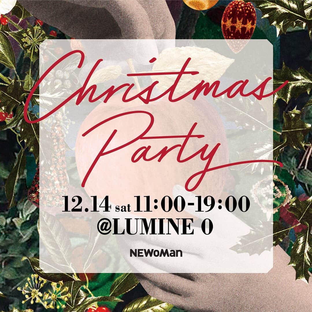 のインスタグラム：「12/14（土）NEWoMan Christmas Party 開催！ “あたたかな想いを紡ぐ。”をテーマにお届けする このパーティーでは、スタイリスト金子 綾さんを お招きするスペシャルトークショーやニュウマン新宿の スタイリング上手なショップスタッフによる 「クリスマススタイリングアドバイス」のほか、 クリスマスフード・ビューティーなど、 ニュウマン新宿で人気のショップが このパーティーだけのコンテンツをご用意。 いよいよ迫るクリスマスをより一層素敵に お過ごしいただけるようなヒントが見つかるはず。 皆さまのお越しをお待ちしております。 ・ ＜開催概要＞. 〔日時〕2019年12月14日（土）11:00～19:00 〔場所〕 LUMINE 0（NEWoMan新宿 5F イベントホール） 〔ドレスコード〕Apple Red ※赤の服や小物、メイクなど赤を取り入れた装いでお越しください。 〔入場方法〕一般入場エリアはどなたでもご入場いただけます。一部、招待客のみご入場いただけるエリア／コンテンツがございます（インビテーションが必要）。」