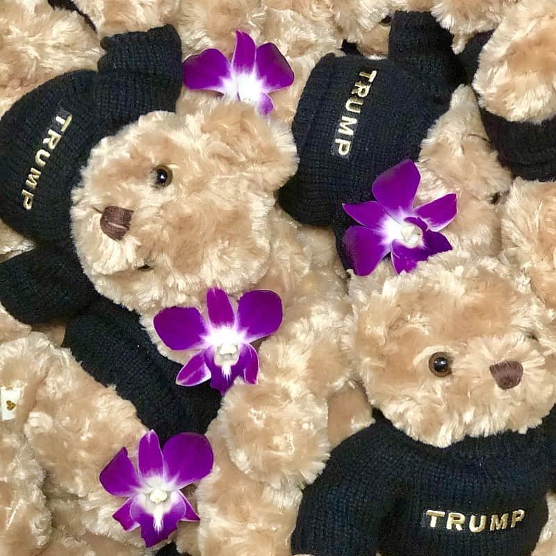 Trump Waikikiさんのインスタグラム写真 - (Trump WaikikiInstagram)「Teddy Bears Afloat on a Bed of Orchids at Trump Waikiki. In support of our St. Jude Children's Research Hospital fundraising efforts for this holiday season, we will present this plush teddy bear to anyone who offers a $20 donation to St. Jude’s with 100% of the proceeds going to charity.  The plush toys are displayed and sold at the Concierge Desk, Front Desk, and The Spa at Trump.  #trumpwaikiki  #teddybear #holidaygifts #charitablegiving  トランプのセーターを着たテディベア（＄20）。コンシェルジュデスク、フロントデスク、ザ・スパにてお求めください。売り上げの全額がセントジュード小児研究病院に寄付されます。 #トランプワイキキ #セントジュード小児研究病院 #テディベア #ホリデーギフト #ハワイのお土産」12月7日 13時02分 - trumpwaikiki
