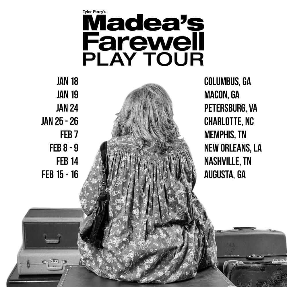 タイラー・ペリーさんのインスタグラム写真 - (タイラー・ペリーInstagram)「Here’s the updated tour schedule for Madea’s Farewell Tour. Now we’re in Augusta, GA on Feb 15-16 instead of Chicago. Don’t forget. This is your last chance to see Madea on stage!!!」12月8日 2時11分 - tylerperry