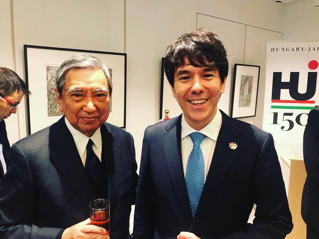 のインスタグラム：「Opening ceremony of the Hungarian Culture Center in Tokyo with H.E. Yohei Kono #magyarkulturaliskozpont #hungarianculturecenter #Tokyo #HisExcellency #YoheiKono #MiyujiKaneko #japanhungary150」