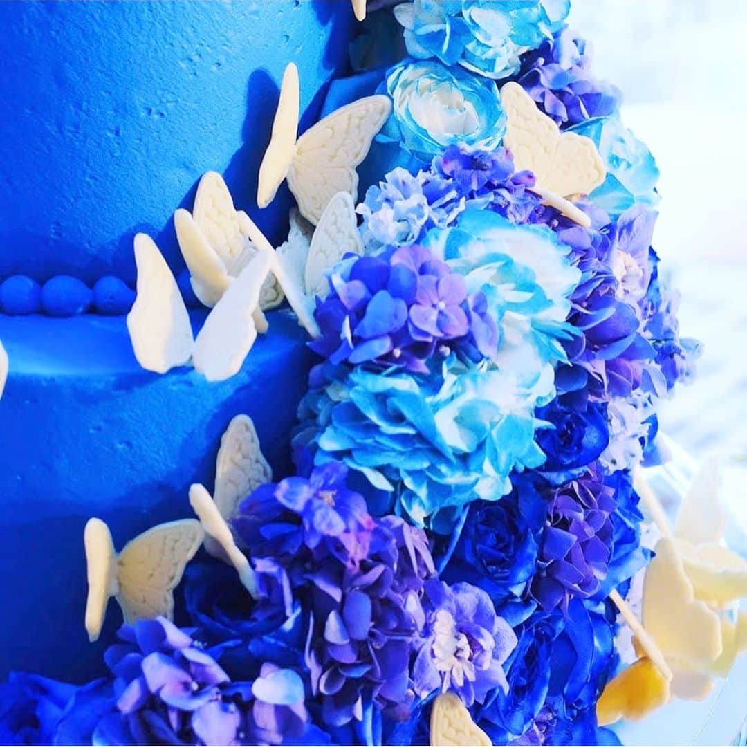 プレ花嫁の結婚式準備サイト marry【マリー】さんのインスタグラム写真 - (プレ花嫁の結婚式準備サイト marry【マリー】Instagram)「*﻿ 真っ青のウェディングケーキに﻿ 青いお花に﻿ 真っ白な蝶々🦋✨💠﻿ ﻿ ケーキ台や背景も﻿ 青いお花で埋め尽くされていて、﻿ 本当に豪華です👑✨﻿ ﻿ ケーキの蝶々はデザートに添えて﻿ ゲストに振る舞ったそう💖﻿ 幸せのおすそ分けが飛び立っていったみたいな、 素敵なおもてなしです🦋﻿ ﻿ ﻿ photo by @ao_bridal﻿ ﻿ ﻿ ﻿ ﻿ marryは「世界中の可愛い」を集める﻿ ウェディングサイトです💎﻿ ﻿ サイト内には、﻿ 結婚式のアイデアを紹介する記事が1万以上✨﻿ 毎日朝6時と夕方5時に新着記事をUP✨﻿ @marryxoxo_wd の﻿ プロフィールURLからチェックできます💍﻿ ﻿ 特に人気の記事は﻿ @marryxoxo_id のアカウントでも﻿ 紹介しているので必見🌷﻿ ◌ ❁˚﻿ #プレ花嫁#2019冬婚#2020冬婚#2020春婚#2020秋婚#2021春婚#イミテーションケーキ#ケーキ#パティシエ#パティシエカメラ部#ケーキ台#ケーキ台装花#会場装花#結婚式装花#ウェディングケーキデザイン#ウェディングケーキ#ブルーケーキ」12月7日 20時59分 - marryxoxo_wd
