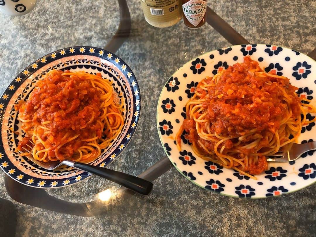 武井優心のインスタグラム：「カプリチョーザのトマトパスタの作り方って動画がオススメに出てきたから作ってみたらめっちゃ美味🍅！こりゃはまる！ wucaで一日料理長やろうかな🍝」