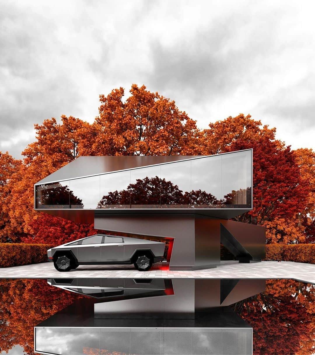 HYPEBEASTさんのインスタグラム写真 - (HYPEBEASTInstagram)「#hypelife: Tesla proposal house complete with a Cyber Truck by Russian architect Alexander Nerovnya.⁠ Photo: @alex_nerovnya」12月8日 6時00分 - hypebeast