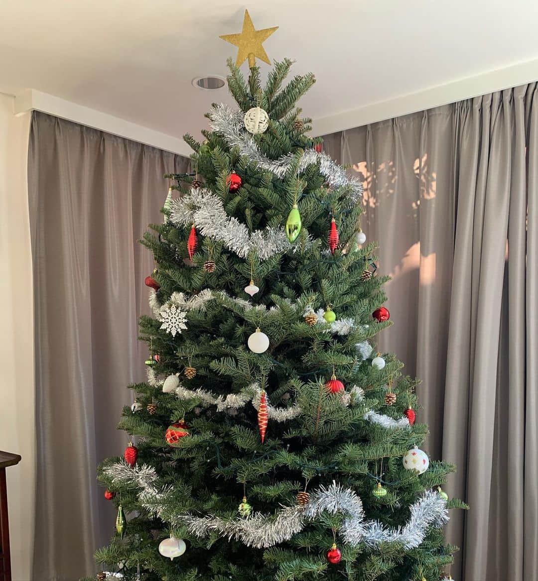 田中ウルヴェ京さんのインスタグラム写真 - (田中ウルヴェ京Instagram)「Thanksgiving直後にやるはずが、、、ようやくウルヴェ家の今年のツリー完成。 今年の木は大きい。 下の娘が日本に住んでる最後のクリスマスなので楽しく一緒に飾りました。 来年は2人の子どもたちが日本に戻ってくる前に夫婦で飾るのかなあ。。。あ、ミロもお手伝いしてくれるか。😊 Our tree this year! #christmastree #クリスマスツリー飾り付け」12月8日 12時43分 - miyako.tanaka.oulevey