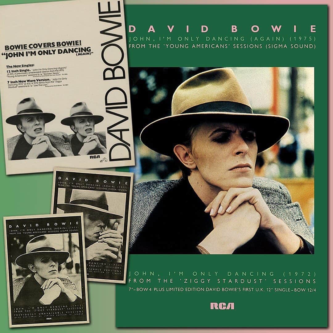 デヴィッド・ボウイさんのインスタグラム写真 - (デヴィッド・ボウイInstagram)「JOHN I'M ONLY DANCING (AGAIN) 45 IS 40 TODAY “Boogie down with Daddy now...” Hard to imagine these days just how big a deal the release of John I’m Only Dancing (Again) (JIODA) was to the Bowie faithful in December 1979. Aside from the fact that the record was Bowie’s very first UK 12" 45, JIODA was legendary among fans aware of the song’s existence, but who hadn’t actually heard it until this release.  The track evaded bootleggers and this release provided the full length version, (along with an edited version for the 7") not to mention a new mix of the original Ziggy Stardust sessions version of John I’m Only Dancing (JIOD). This 1979 remix of the original 1972 Ziggy version of JIOD created a third version of the track. The first version was released by RCA as a UK 45 on September 1st 1972, there was no US release at this time. This version was superseded by a second version recorded during the Aladdin Sane sessions which eventually came to be known as the Sax Version.  It seems the Sax Version was issued without fanfare soon after the release of Aladdin Sane in 1973. Though Bowie's RCA singles remained on catalogue for many years after their release, for a time JIOD was unavailable. It would appear that once JIOD was made available as a back catalogue single once more, it was the Sax Version, and not the Ziggy version, that unsuspecting buyers got. Either way, both had the same RCA 2263 catalogue number.  In fact, it wasn’t until one or two thousand (depends where you read it) ‘mispressed’ copies of the 1976 CHANGESONEBOWIE album were released with the Sax Version included that the different versions became known to fans. Indeed, there’s no mention, anywhere, of the Sax Version before the CHANGESONEBOWIE mispress.  Therefore, the 1979 remix created a third version, albeit a very slight variation of the original Ziggy version. To confuse matters further, when RCA pressed black label variations of their 45s in the UK (including the Lifetimes series) they inadvertently created a fourth version by swapping the stereo channels! Coincidentally, both the 1972 and 1979 45s reached #12 on the UK single chart.  #JIOD  #JIODagain  #BowieJohn」12月8日 8時50分 - davidbowie