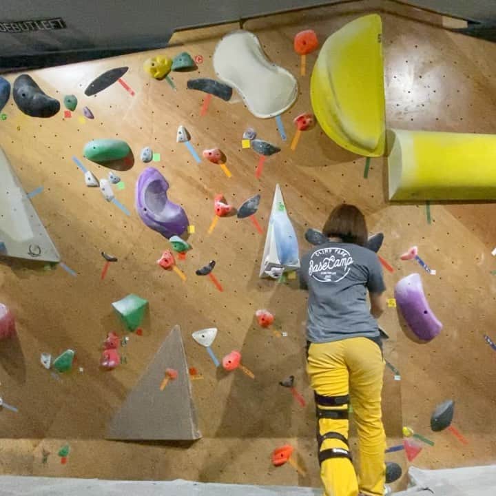 興梠友理のインスタグラム：「【術後約10ヶ月 / 10 months post-surgery】 ・ First climbing of the year‼️ 2020 登り初め‼️ ・ ちょっと敬遠していたカチ続きの5級(避けてた理由は左足で踏むホールドが悪めだから)、やってみたらなんとかなった✨🙌 ・ ただ、強傾斜の新課題は筋力不足のため敗退…orz ・ でも、徐々に登れる課題は増えてきてるから 今年は完全復帰めざすぞー😤 ・ #努力は絶対裏切らない #ろぎ子の復活までの記録 #膝脱臼 #複合靭帯損傷 #前十字靭帯断裂 (ACL) #後十字靭帯断裂 (PCL) #内側側副靱帯断裂 (MCL) #内側膝蓋大腿靭帯断裂 (MPFL)  #前十字靭帯再建 #後十字靭帯再建 #半月板縫合 #半月板部分切除 #nevergiveup #roadtorecovery #kneeinjury #kneeinjuryrecovery #kneeinjuryrehab #multipleligamenttears #aclrecovery #bouldering #climbing #basecamptokyo #ベースキャンプ東京 #クライミング #ボルダリング」