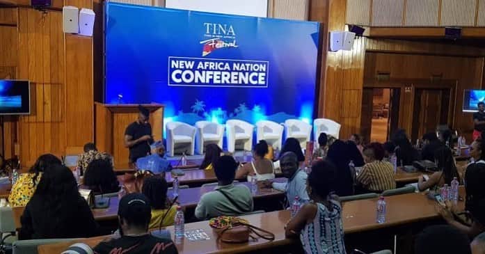 Fuse ODGのインスタグラム：「New Africa Nation Conference set and ready to go! Time to have conversations with likeminded individuals with common interests in building, investing or moving to the motherland. Time to run the narrative ourselves.  This is Day 2 of @tinafestivalgh . Tomorrow is the legendary KENTE PARTY 🙌🏾🇬🇭 #NewAfricaNation #TINAFest2020」