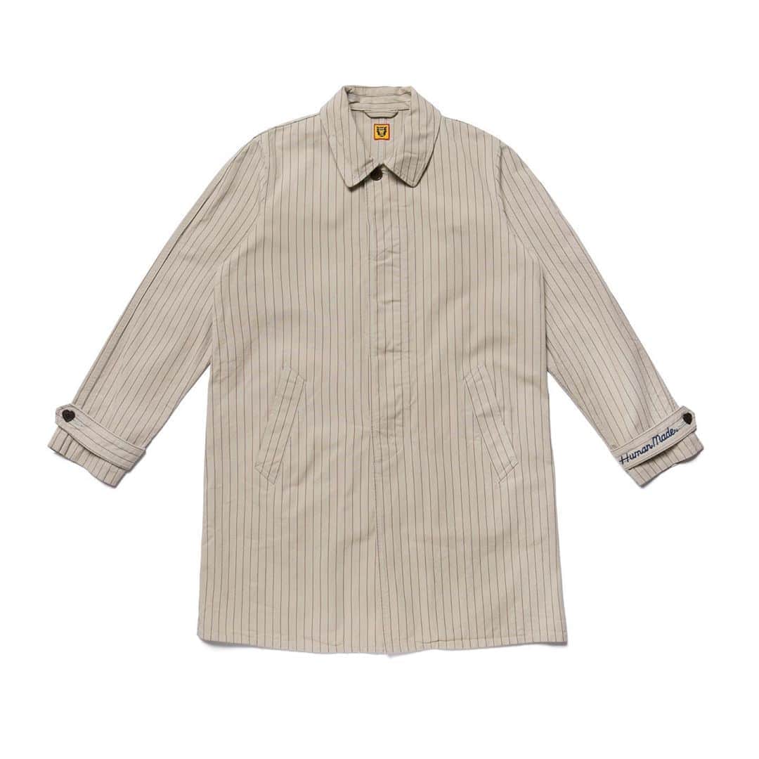 HUMAN MADEさんのインスタグラム写真 - (HUMAN MADEInstagram)「"STRIPE BALMACAAN COAT" now available in store and online. www.humanmade.jp﻿ ﻿ オリジナルストライプ生地のステンカラーコートです。背面の刺繍が特徴です。﻿ 3/4 length coat in original stripe fabric with back embroidery. ﻿ ﻿ 2020年1月1日（水）より、2020春夏SEASON19のデリバリーがスタートしました。﻿ HUMAN MADE® SS20 first delivery now online and in store. www.humanmade.jp international shipping available.」1月3日 10時38分 - humanmade