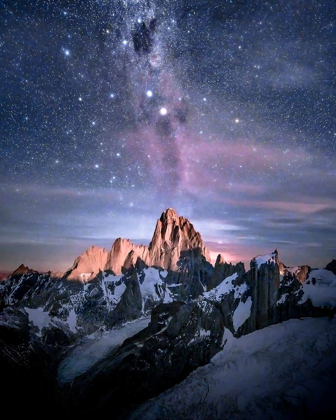 Nikon Australiaさんのインスタグラム写真 - (Nikon AustraliaInstagram)「"This image is shot from a unique vantage, behind the Fitzroy range. I was on assignment for Nikon, shooting only with their NIKKOR Z 14-30mm f/4 S. Given the strenuous hiking and technical climbing to get into position here, the small and compact lens was the perfect choice for this mission.⁣ ⁣ I thought the Milky Way might line up somewhere behind Fitz, but I didn’t realise it would go directly over the top of the mountain! Fitzroy was originally named Tehuelche, meaning the smoking mountain. This image reminds of its heritage and roots." - @tedhesser⁣ ⁣ Camera: Nikon Z 7 ⁣ Lens: NIKKOR Z 14-30mm f/4 S⁣ Settings: 15mm | f/4 | 30s | ISO 6400⁣ ⁣ #Nikon #MyNikonLife #NikonAustralia #astrophotography」1月3日 11時02分 - nikonaustralia