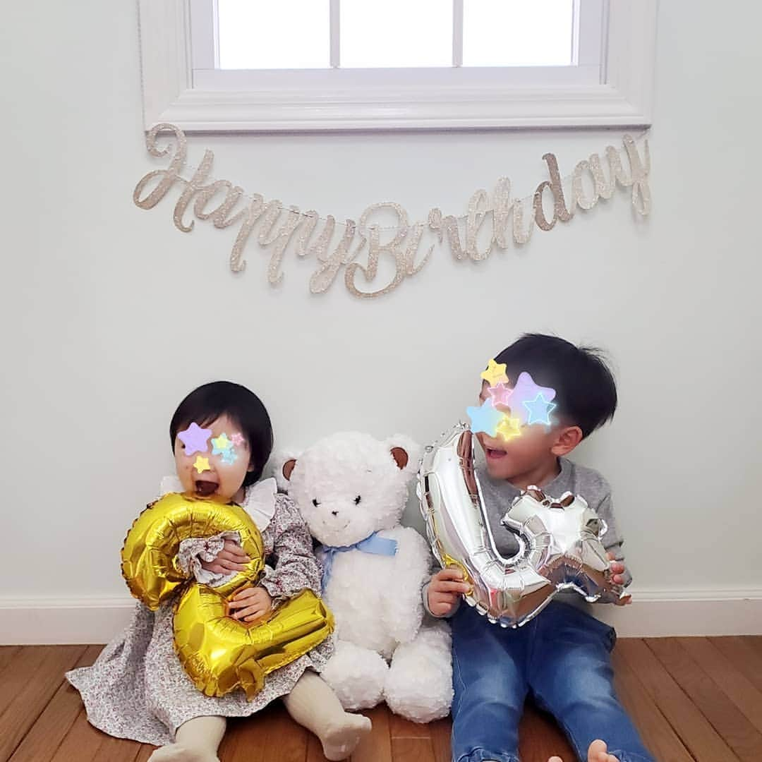 妃咲せあらのインスタグラム：「二才と四才、妹の子供ちゃんと合同誕生日会✨ #お誕生日」