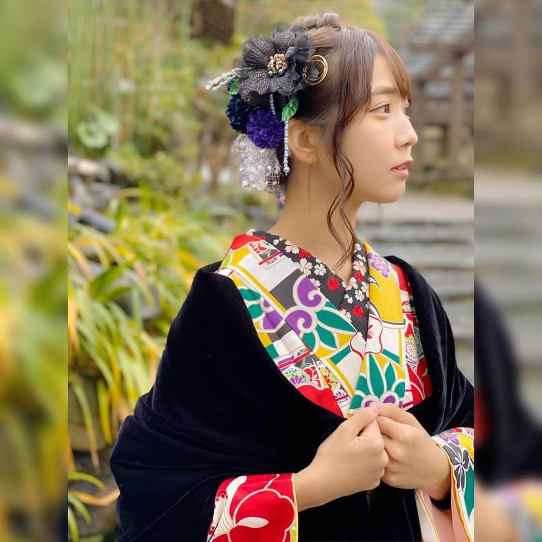 天羽希純のインスタグラム：「彼女と初詣感💓  #2020 #2020年 #令和二年 #お正月 #初詣 #着物 #着物ヘア #着物ヘアアレンジ #着物コーディネート #神社 #彼女感  #彼女 #可愛い女の子 #年女 #晴れ着 #撮影会 #撮影会モデル #japanesegirl #asiangirls」