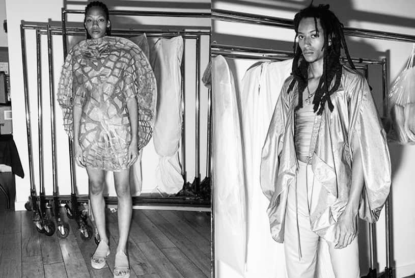 スリーアズフォーのインスタグラム：「Thank you @ponyboymagazine for the beautiful pictures featuring: @symone_lu and @zenduh from our last show in #nyfw」