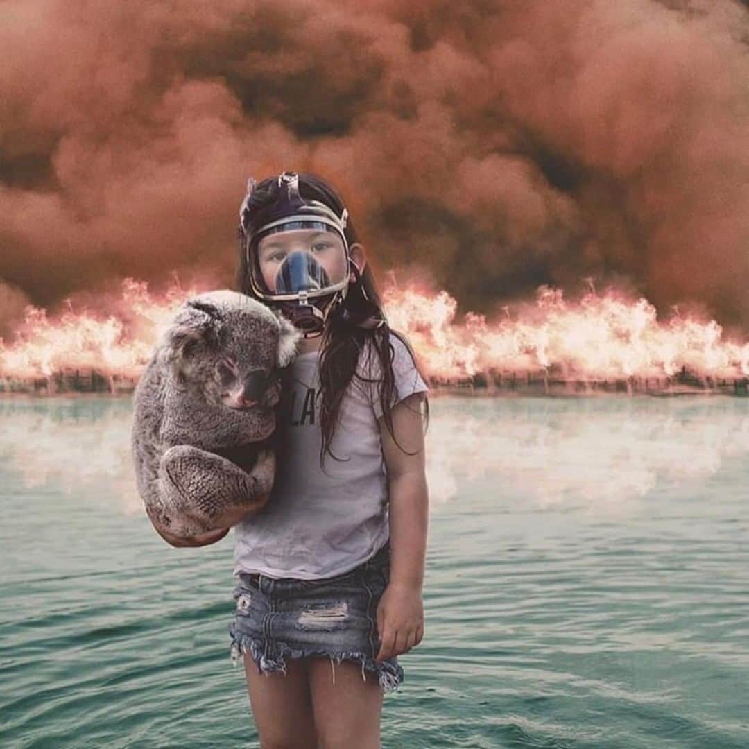 Leslie Camila-Roseさんのインスタグラム写真 - (Leslie Camila-RoseInstagram)「Not sure if this picture is real or not. But it is the strongest symbol of what’s happening today: nature, animals and the youth being destroyed and left behind by our mistakes... The consequences are clear: fire, climate crisis, air pollution, isolation, powerlessness and social injustice.  This is our future, if our gouvernements, politicians, corporations and let’s be honest WE don’t change our policies, laws, dreams, goals, behaviors, consumption and personal habits.  These events will become the new normal. And once they all increase we will reach an unprecedented exponential phenomenon that none of us will be able to stop.  May 2020 be the year we finally show our capacity and ability to use that brain and heart of ours to save ourselves but above all it is our duty and responsibility to save (Protect, love) nature, its complex ecosystem and all living creatures who are suffering and disappearing because of us.  As much as I can witness our greed, ignorance and pain, I always strongly believe we, humans, carry enough courage and energy to move mountains. Time is up.  If we reconnect to what makes us human and unleash the infinite compassion and love that we are capable of, together we can change the course of event.. Let’s move mountains. “Now a new UN report says fossil corporates plan to ramp up carbon emissions 50% to 120% by 2030 beyond the limit for a safe human future (1.5C degrees). Despite the renewables boom, fossil infrastructure investment has rebounded in 2019 after three years of decline, the International Energy Agency says.  On the face of it, the fossil lobby has turned the tide.  There are only three motives to so hazard civilization: greed, malice and ignorance. Either the returns are so great that fossil executives are willing to cook their own grandchildren, or they are blind to the risks.  Since these are technical people, the latter does not ring true: oil majors like Shell and ExxonMobil have revealed in court they understood exactly what they were doing to the planet for nearly 50 years.  Ignoring it, they then sought to deceive humanity while ramping up carbon output.” The Guardian, Julian Cribb」1月5日 4時01分 - leslie_coutterand
