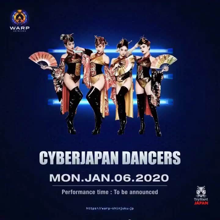 CYBERJAPAN Staffのインスタグラム：「お正月休み明け第一弾！🎍🌅 @warp_shinjuku にて　@cjd_karen @cjd_kozue @cjd_haruka @cjkana が出演です❗️ お正月休み明けの、初踊りお待ちしています！💃🕺 . #cyberjapan #サイバージャパン　#dance」