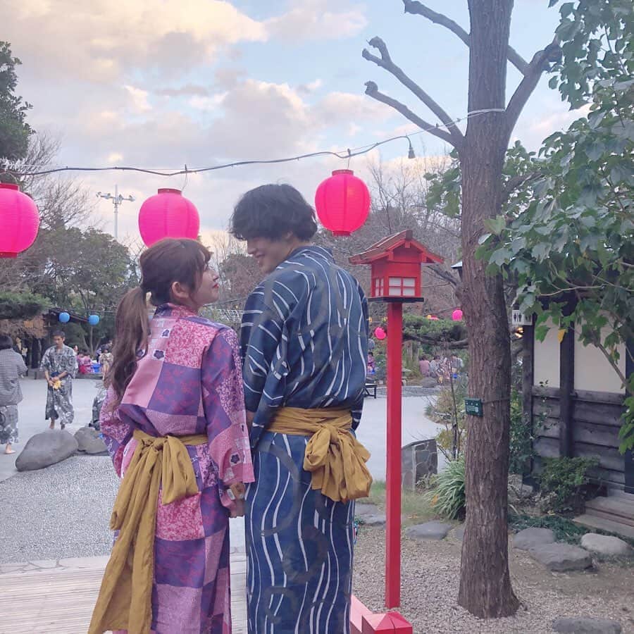 青木菜花のインスタグラム：「.﻿ .﻿ 昨日で1年11ヶ月でした、﻿ 来月で2年！！！🤭💞﻿ .﻿ .﻿ #なのかじ #大江戸温泉物語 #お台場 #浴衣 #温泉 #足湯 #1年11ヶ月記念日 #記念日 #カップルフォト #instalove #instalike #instagood #l4l」