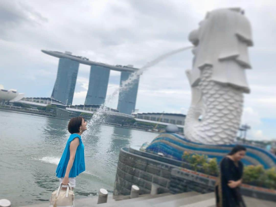 麻生夏子さんのインスタグラム写真 - (麻生夏子Instagram)「マーライオン、あーーーー！﻿昼ver. ﻿ ﻿ #WheninSingapore﻿ ﻿ やりがちなポーズ。﻿ ﻿ 実は高一の春、生まれて初めて訪れた海外もシンガポール でした。﻿ その頃と今回行った時は感じ方が全然違ったなあ。﻿ ﻿ シンガポールポストまだまだ続きます👍﻿ ﻿ ﻿ #marinabaysands #marinabaysandshotel #マリーナベイサンズ #Singapore #シンガポール #シンガポール観光 #シンガポール旅行 #旅行 #海外旅行 #instatrip #instatravel」1月6日 8時23分 - natsukoaso0806