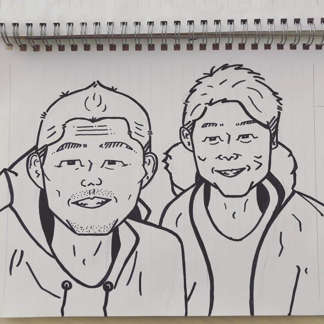 大山啓輔のインスタグラム：「. 上達してきた気がする😎笑 . #似顔絵　#似顔絵イラスト  #イラスト　#イラストグラム  #練習中　#上達 #チームメイト　#32加藤有　#36吉永  #暇を持て余した神々の遊び  #添削お待ちしております」