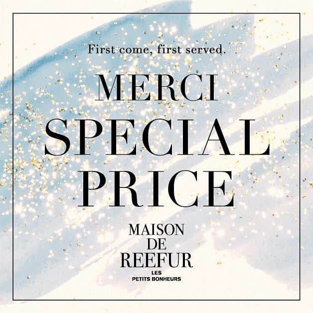 のインスタグラム：「. 【 SHOP EVENT 】 12.13(Fri) START！  MERCI SPECIAL PRICE . MAISON DE REEFURでは、本日12.13(Fri)より［メルシー スペシャルプライス］を開催！ . MERCI=ありがとう、の言葉とともに。 . 「2019 WINTER」はブランド最終となる、特別なシーズン。たくさんのお客さまに感謝の気持ちをこめて、スペシャルプライスのアイテムをお届けします。 . 【開催店舗】 ルミネエスト新宿店・博多店・OFFICIAL WEB SHOP・OFFICIAL GLOBAL SHOP・ZOZOTOWN店 . #maisondereefur #reefur #specialprice #sale #winterfashion  #fashion  #リーファー #メゾンドリーファー #merci」