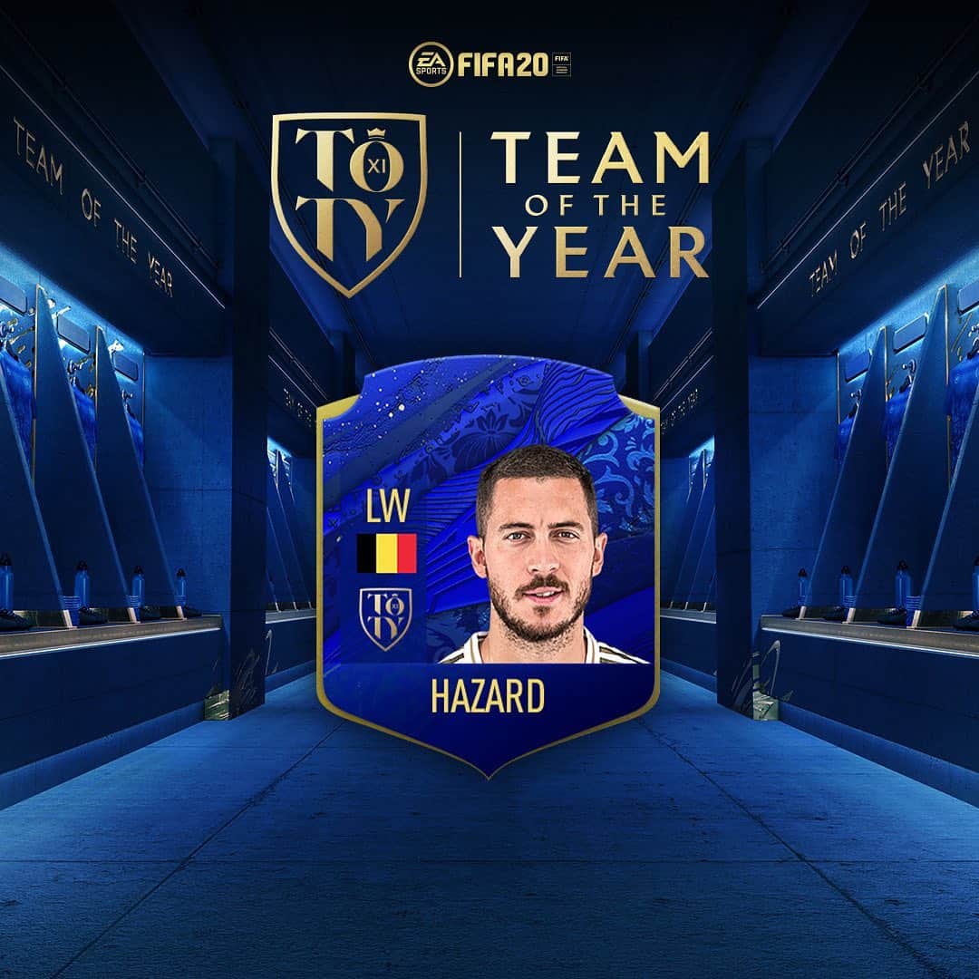 エデン・アザールのインスタグラム：「‪My friends... Its great to be nominated, please choose me for your #TOTY !!! 🗳Vote in my bio for the @EASPORTSFIFA #FIFA20」
