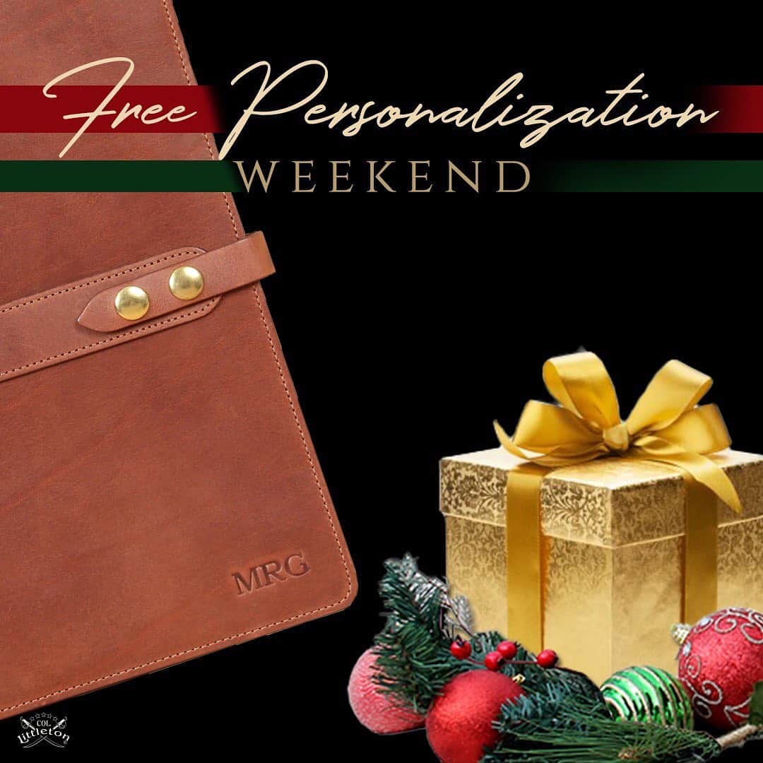 のインスタグラム：「FREE PERSONALIZATION WEEKND!!! It's Colonel's Birthday and he wants to give YOU a gift! SHOP NOW link in bio.  FREE Personalization on All orders placed Dec. 14, 2019 starting at 12:00am CST thru Dec. 15, 2019 at 11:59pm CST.  #HappyBirthdayColonel #GiftForYou #FREEPersonalization #MerryChristmas #HolidayShopping #Christmas #ChristmasGift #Leather #Leathergoods #Handmade #Handcrafted #ColLittleton #ColonelLittleton #MyColStyle #Tennessee #MadeInUSA」