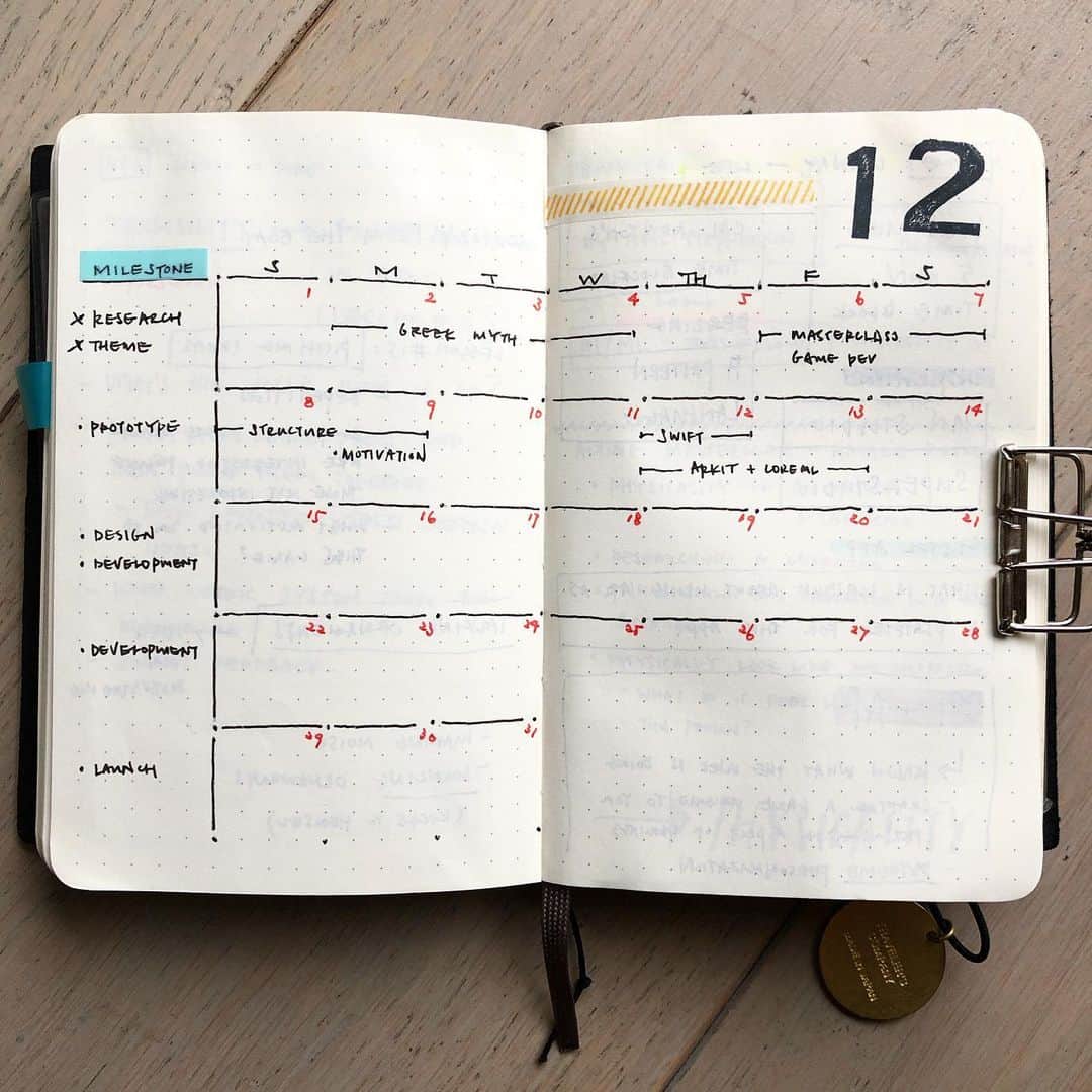 のインスタグラム：「Monthly in my pocket moleskine. That feeling when you’re in the last few pages of the book. Almost there! #bulletjournal #plannercommunity #minimalistplanner #pocketsizeplanner #journaling #journal」