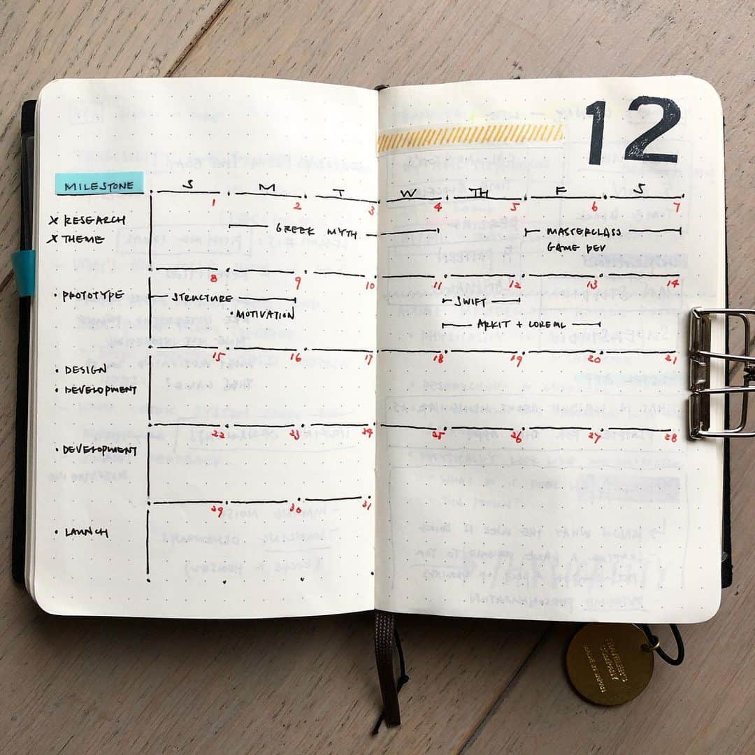 Dara M.さんのインスタグラム写真 - (Dara M.Instagram)「Monthly in my pocket moleskine. That feeling when you’re in the last few pages of the book. Almost there! #bulletjournal #plannercommunity #minimalistplanner #pocketsizeplanner #journaling #journal」12月14日 0時43分 - gothamhaus